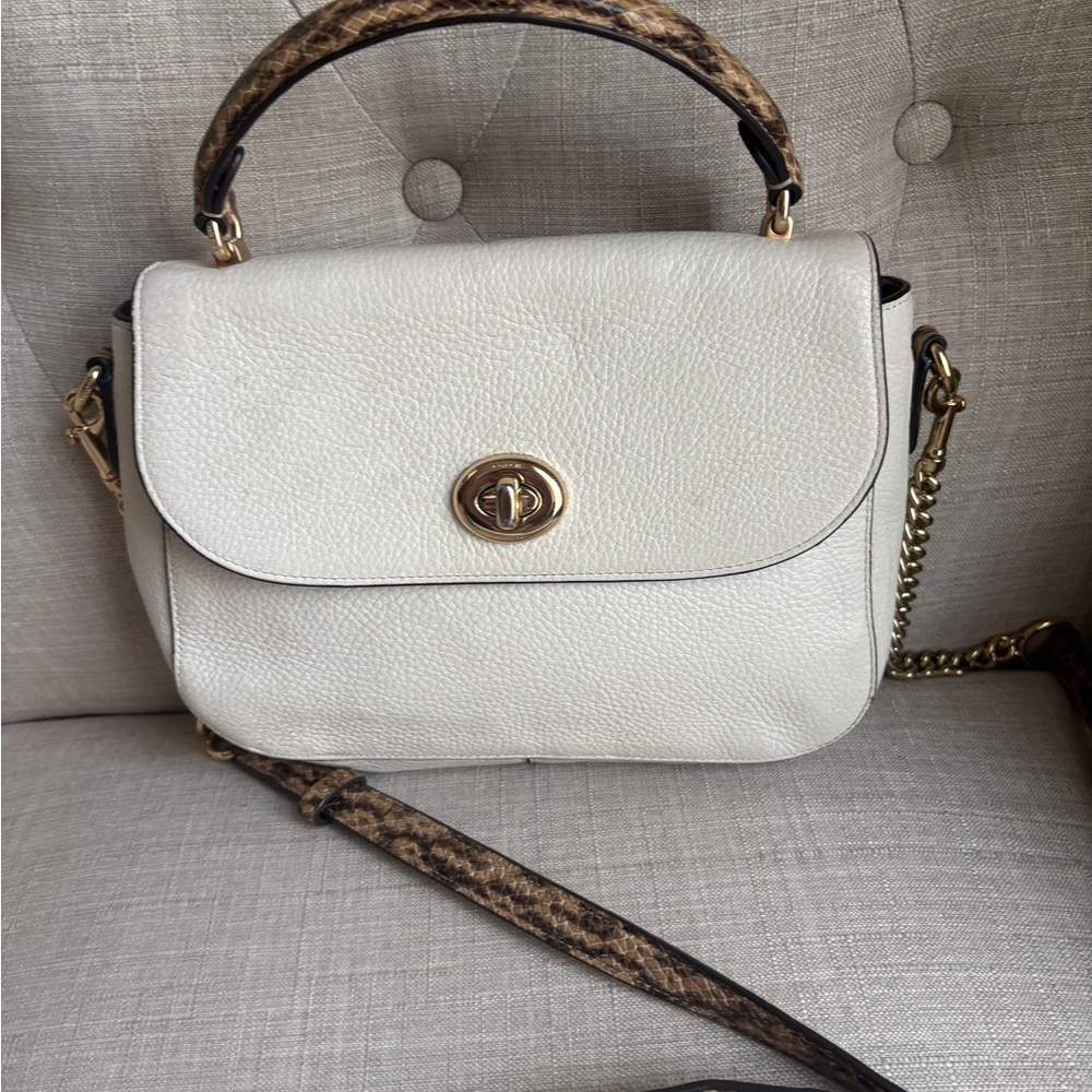 SALE  Coach Cream and Brown Crossbody Bag